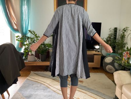 Manteau long et léger à carreaux et rayures ROSHANARA t. S/M