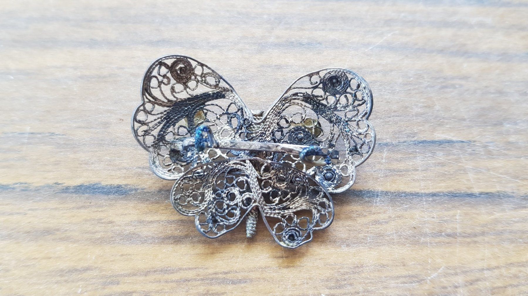 Spille & Fermagli: Silberbrosche Schmetterling Türkise – Usato da Mörschwil venduto da wunderkiste44 9