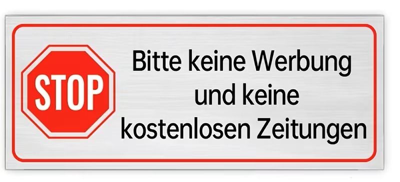 Placchette & Badge: No Junk Mail Aluminium - Keep Your Mailbox Clean! – Nuovo e nell'imballaggio originale da Rotkreuz venduto da araphat