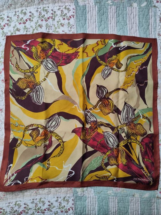 Foulard Carré En Soie 100% Naturelle - Vert Clair - Poids Léger 17g - Occasion
