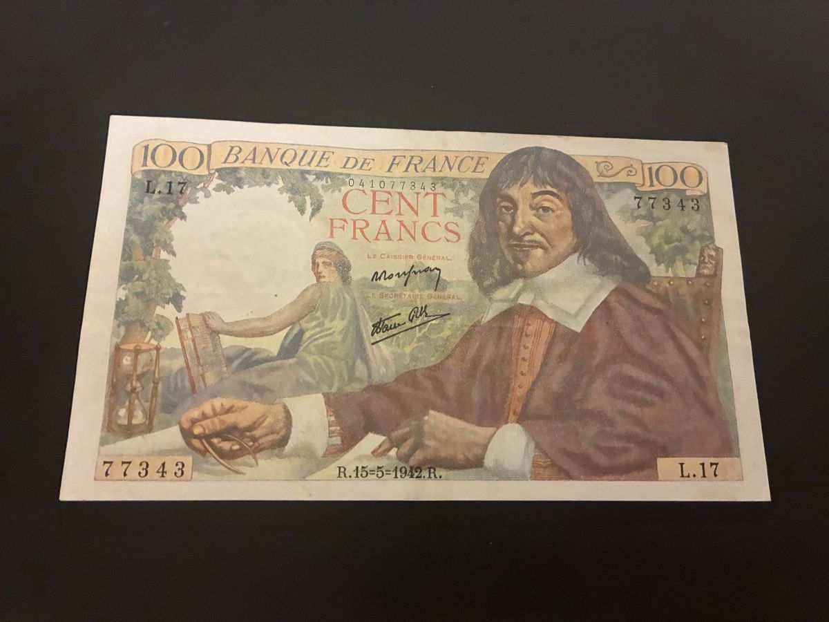 100 Francs DESCARTES FRANCE 1942 F.27.01 (Gebraucht) in Dällikon für ...