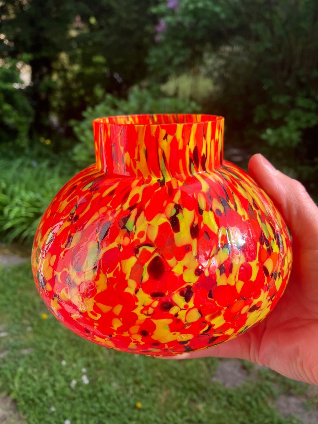 Vasi & Recipienti: Vase boule en verre soufflé moucheté – Usato da Lausanne venduto da Machins.trucs 1