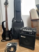 E-Bass ESP LTD B-50 schwarz mit Ibanez Amp und Zubehoer