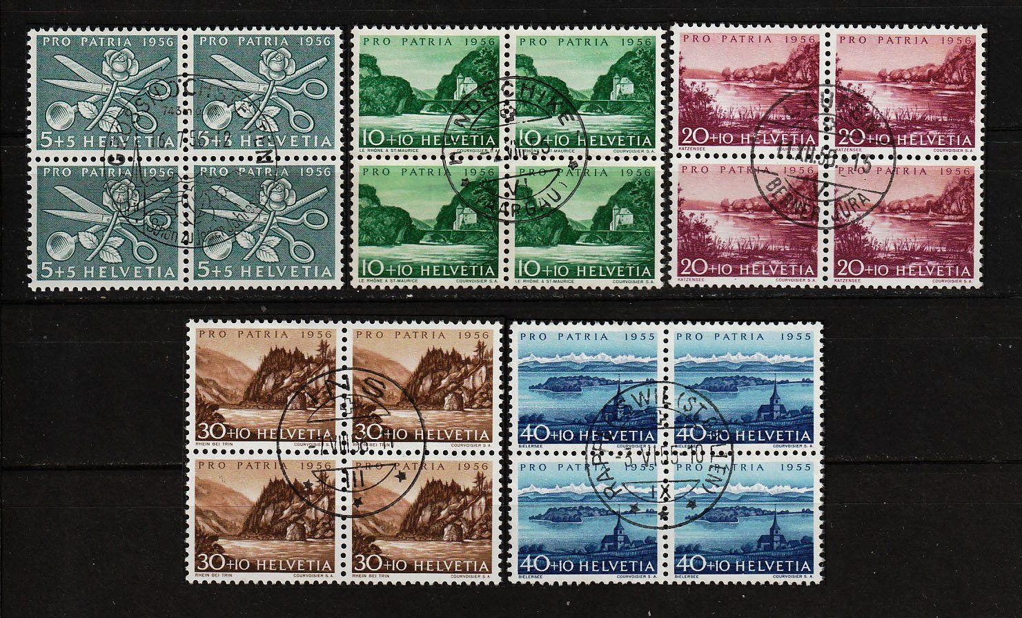 Tutti i francobolli: 1955/1956 Viererblocks PP – Usato da Arlesheim venduto da gaugi43