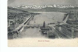 Zürich mit Bergen Zürichsee, Verlag Carl Künzli - Tobler