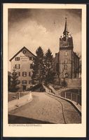 Riehen-Basel, Strassenpartie mit Kirche 
