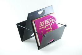 Vintage 1980s Memphis Milano Black Metal Magazine Rack