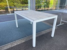 Gartentisch 140x80cm Alu off-white, Keramik von solpuri (D)