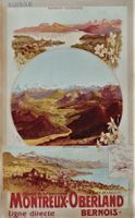 MONTREUX-OBERLAND BERNOIS TRAINS c.1905 - Affiche originale