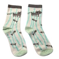 Socken Katzen/Cats/Fish/Fische/Skelett