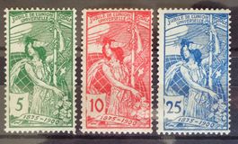1900: Centenaire de l'UPU, planche B, 5 +25 c *, 10 c **