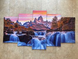 5-teiliges Gemälde/Bild "Mystisches Patagonien"