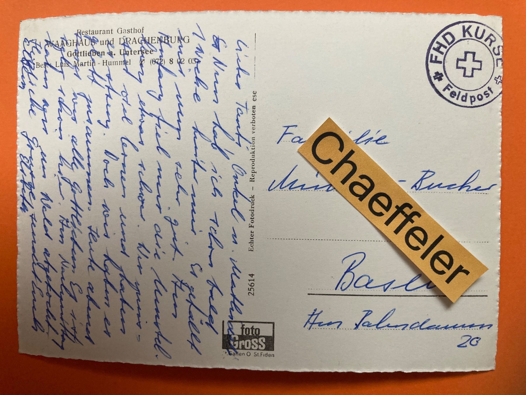 Cartoline postali: Gottlieben ( Thg.) Feldpost – Usato da Zürich venduto da Chaeffeler 1