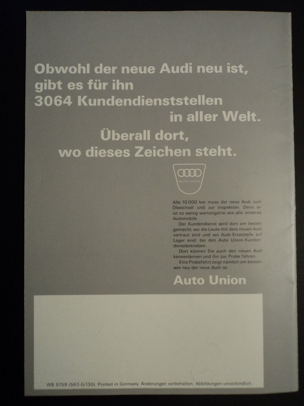 Audi Dokumente: Prospekt Audi Auto Union ca. 1966 – Gebraucht aus Schwarzenburg von modelCARama 6