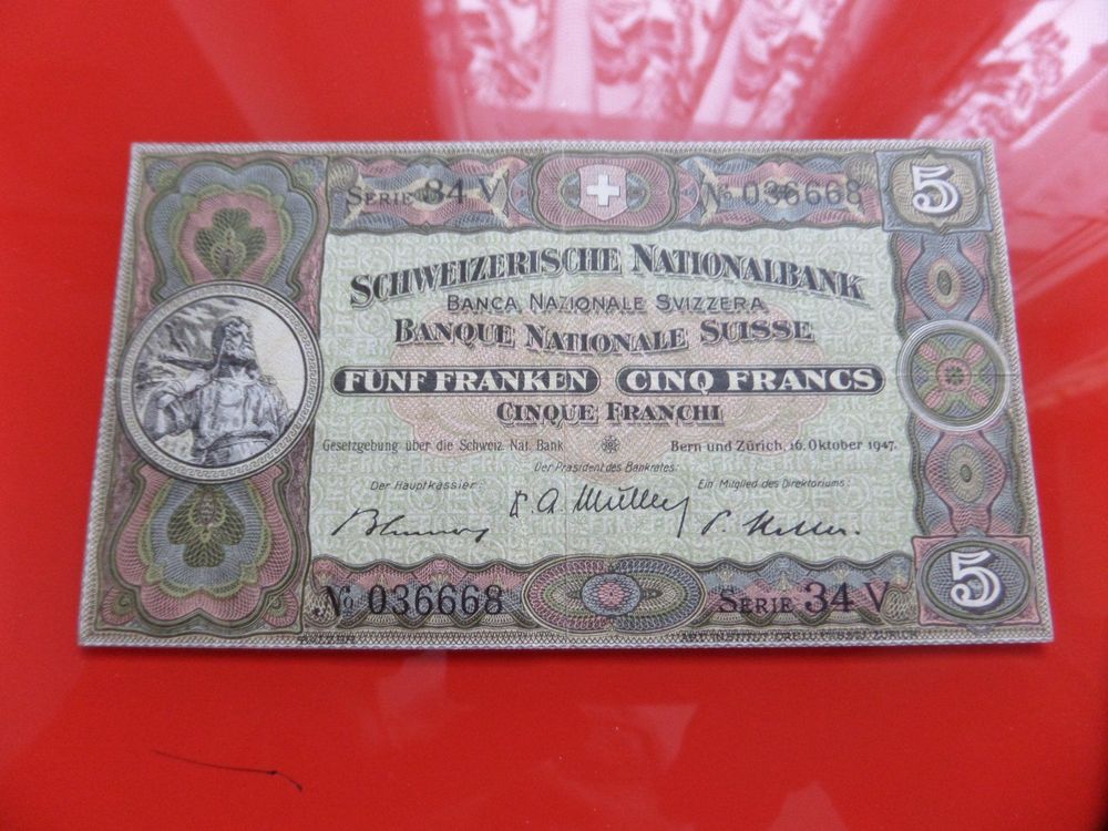 Alte CH NOTE TYP W. Tell 16.10,1947 gebr (Gebraucht) in Glis für CHF 11 ...