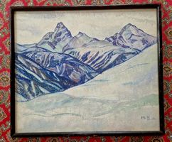 Winterlandschaft,Aquarell von Max Burgmeier,Maler,Zeichner, 