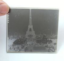 Antikes Glasnegativ Fotoplatte Eiffelturm Paris + Umgebung