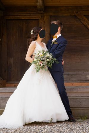 Hochzeitskleid/Brautkleid ivory, bestickt, A-Linie