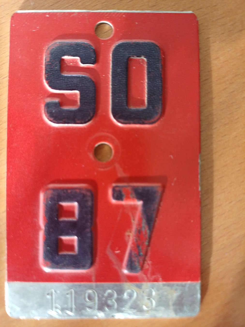 Insegne: Vintage SO 87 Velonummer – Usato da Kloten venduto da Juanita3 2