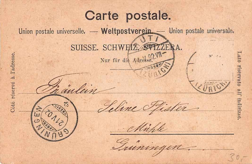 Cartoline postali: Ansichtskarte RÜTI 21.5.1902 – Usato da Lufingen venduto da Rac0 1