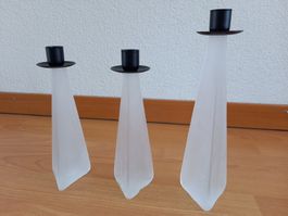 3er Set Kerzenständer / Stabkerzenhalter mit Aufsätzen