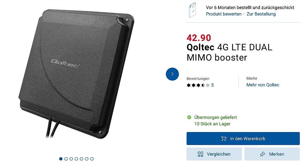 Radiocomunicazione: Netzwerkantenne Qoltec 4G LTE DUAL MIMO booster – Usato da Bremgarten AG venduto da juina
