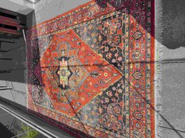 Oriental Rug Red Floral Pattern Wool Vintage