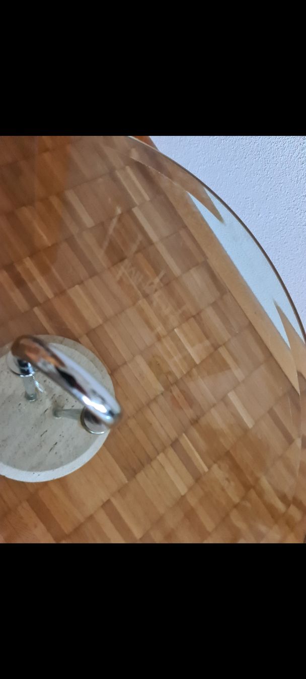 Tavoli: Glastisch Couchtisch  Caffeetisch Standfuss aus Travertin – Usato da Emmenbrücke venduto da gatasalvache 2