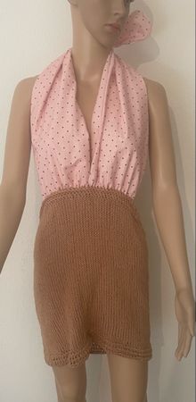 Mini Kleid/ Neckholder rosa/braun Grösse S/M neu