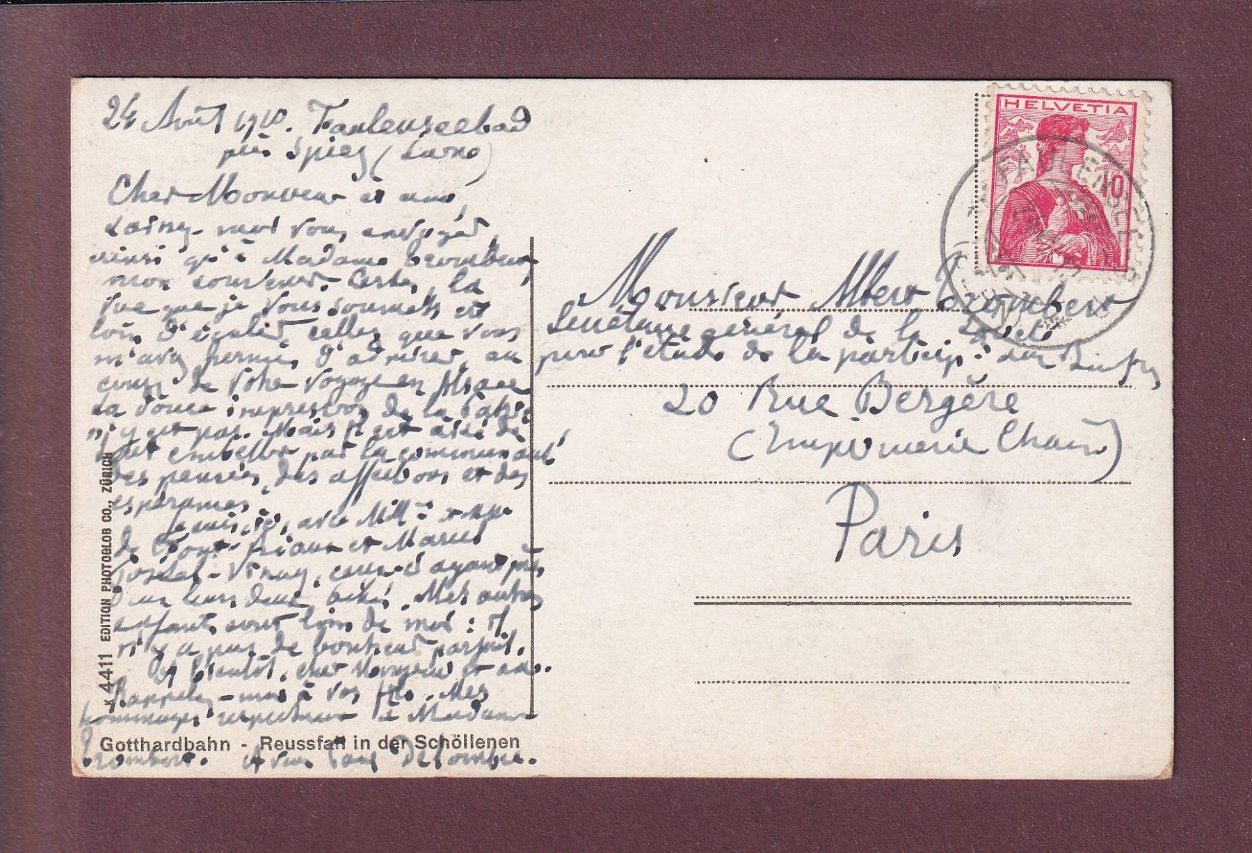 Cartoline postali: Gotthardbahn - REUSSFALL in der Schöllenen - 1910 – Usato da Pully venduto da nicecards 1