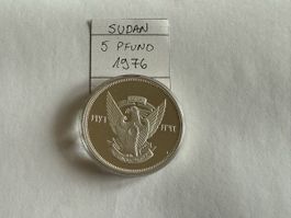 Sudan 5 Pfund 1976 Silbermünze 