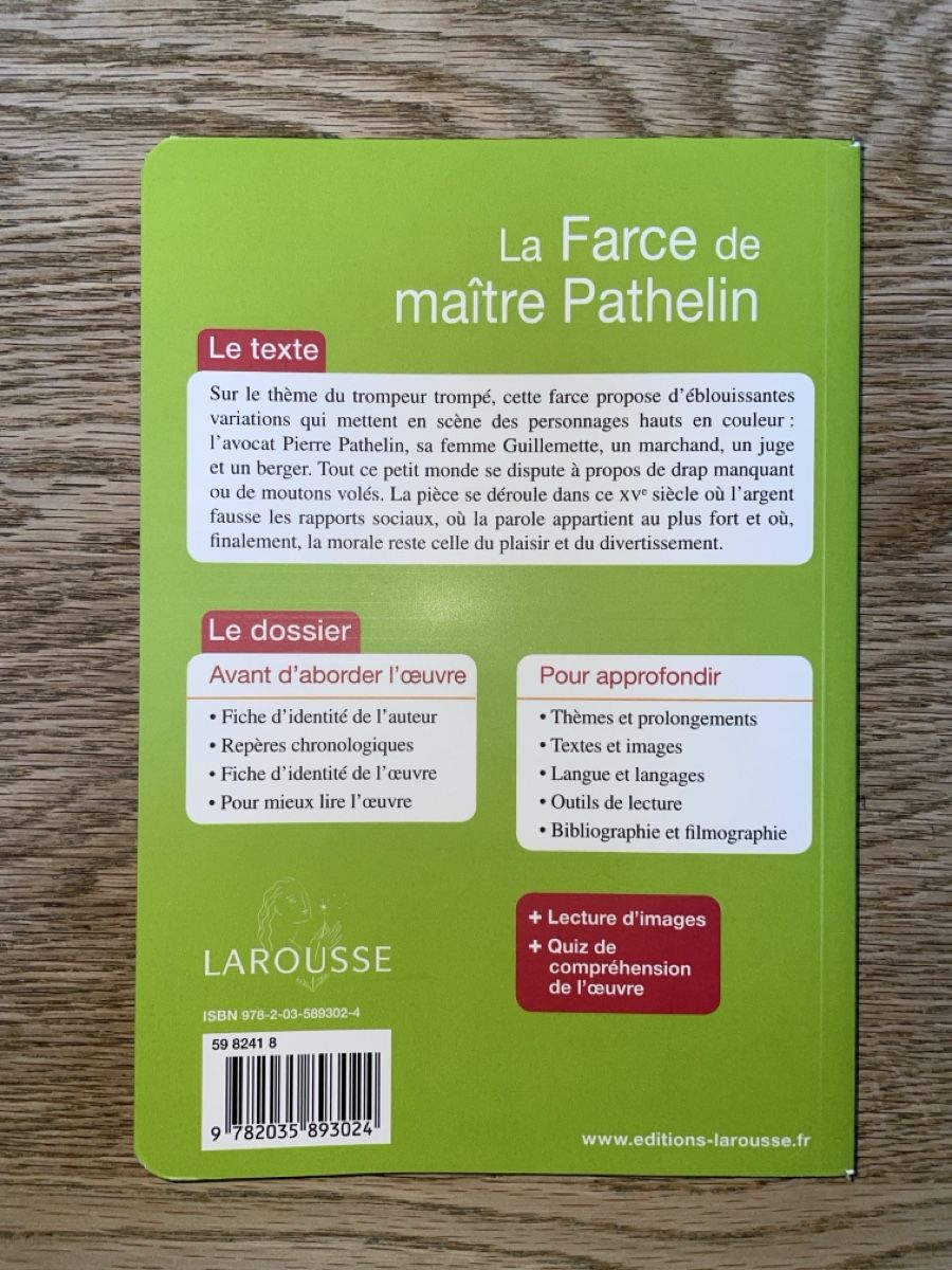 Libri: La Farce de maître Pathelin – Nuovo (secondo la descrizione) da Martigny-Croix venduto da lem7 1