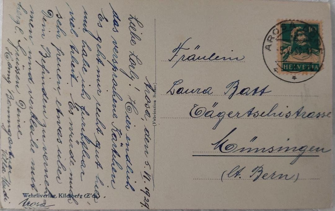 Ansichtskarten: AROSA - Untersee - 1929 – Gebraucht aus Delémont von Domdom1 1