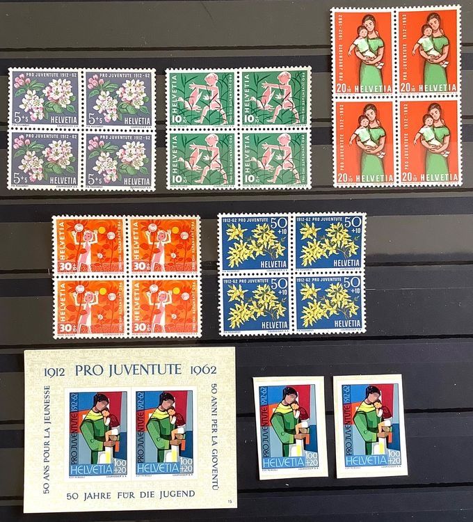 Tutti i francobolli: 1962 Pro Juventute Viererblock Satz ** + Block + Einzel ** – Nuovo (secondo la descrizione) da Liestal venduto da Skunk02