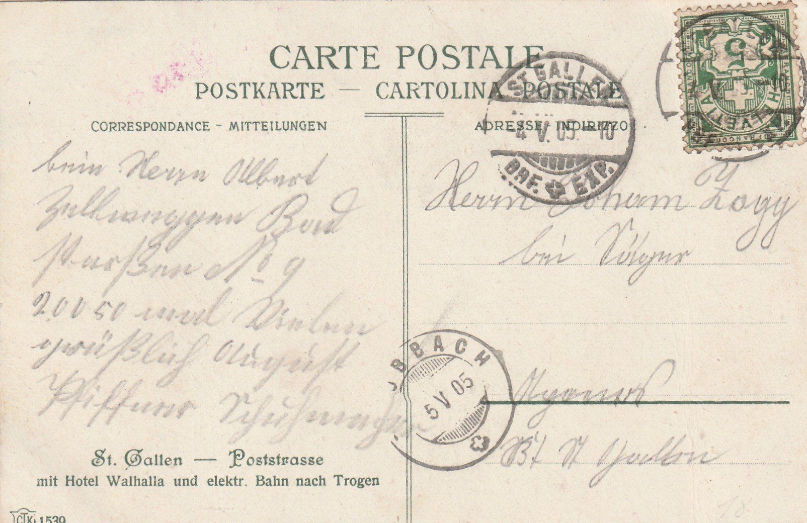Ansichtskarten: St. Gallen Poststrasse – Gebraucht aus Rorschacherberg von fratovi2 1
