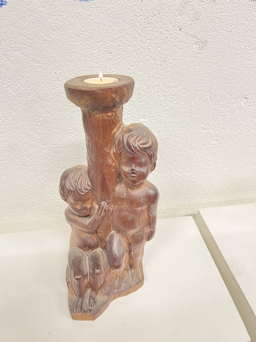 Statuette: Sculpture bougeoir en bois – Usato da Vétroz venduto da Chrisbad60 4