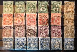 Suisse-24 timbres croix fédérale papier mêlé 1906 oblitérés