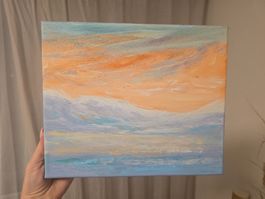 3StkAcrylbilder mit Alpen, Abstrakt, je 20x30 cm, Unikate!!!
