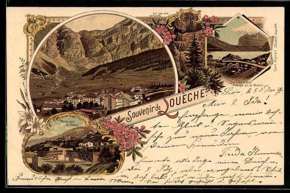 Ansichtskarten: Litho Loueche, Totalansicht mit Rhone-Br – Gebraucht aus Berlin von bartko-reher