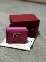 Portefeuille Valentino VLogo Cuir Rose avec Boîte