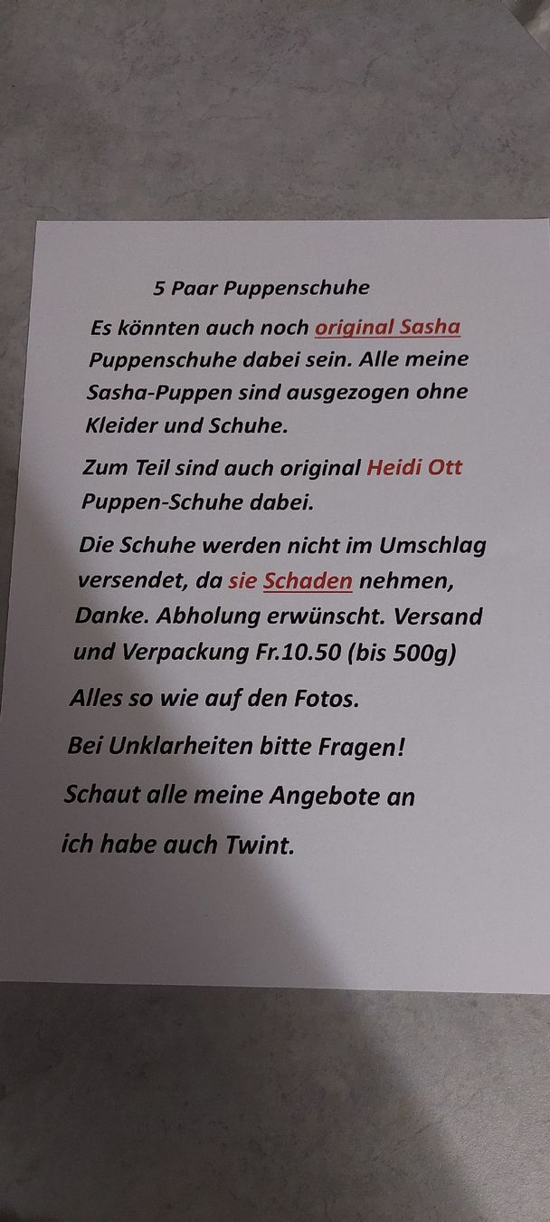 Bambole: 5Paar Puppenschuhe  – Usato da Muri AG venduto da nindo1 1