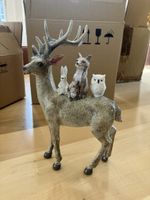 Deko Hirsch mit Waldtieren – Reh Figur Weihnachten Winter De