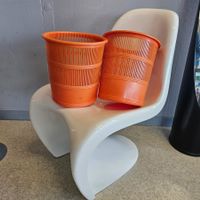 Set Vintage OWO 3684 Papierkorb Waste Basket orange