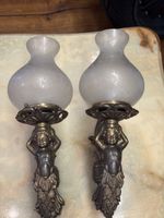 2 antike Jugendstil Wandlampen mit Putten – Bronzeoptik & sa