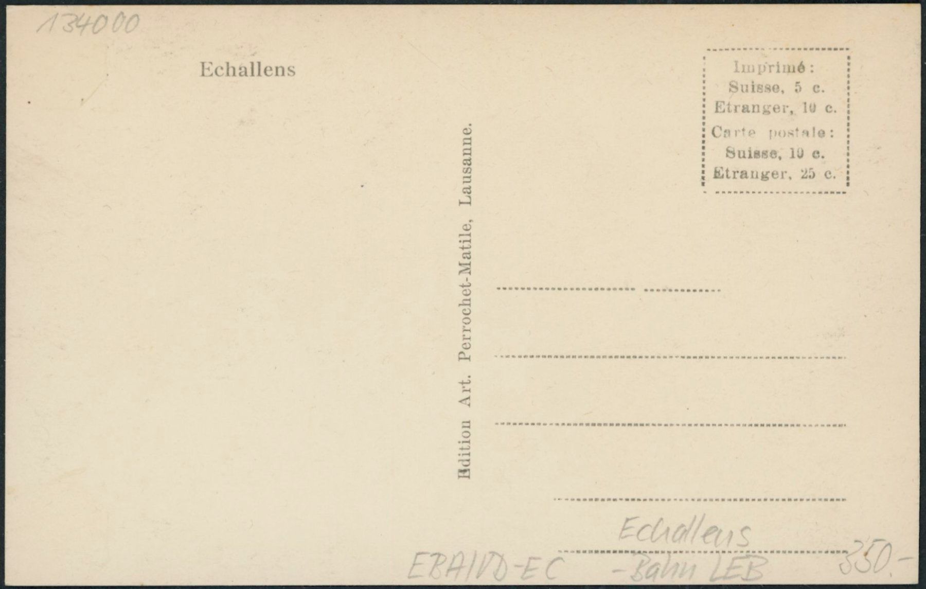 Cartoline postali: VD Echallens - Bahnhof - Bahn LEB – Nuovo (secondo la descrizione) da Schindellegi venduto da masutka7 1