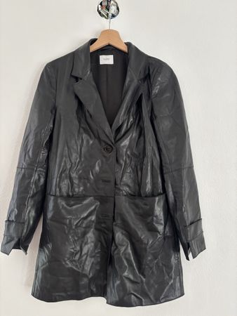 Schwarzer Ledermantel Blazer Globus, Grösse XS / 34 Leder