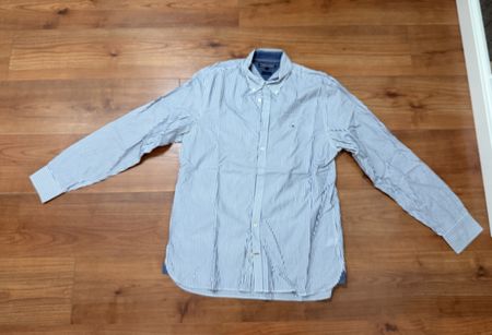 Tommy Hilfiger Herren Hemd Blau Weiss Gestreift L