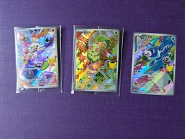 3 Cartes Pokémon starters Scorbunny Chikorita Popplio NM CN