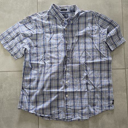 Chaps Short Sleeve Shirt Blue Check Size XL Used