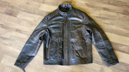 Herren Lederjacke braun mit Stehkragen